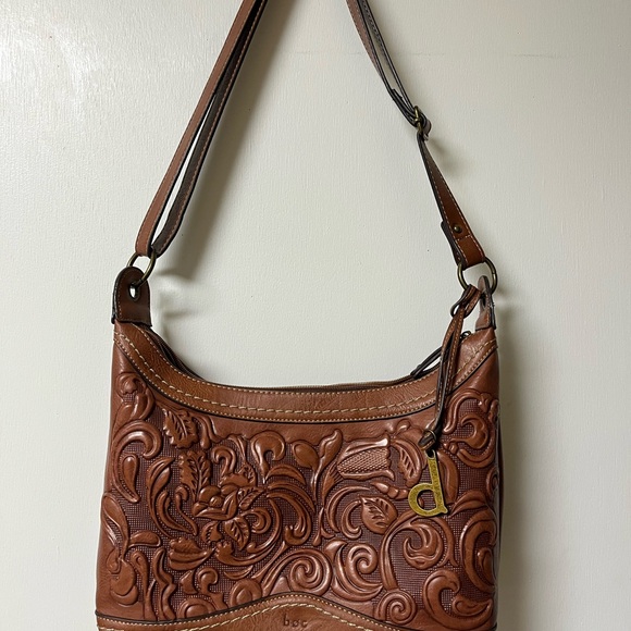 Born Concept Handbags - BBR Embossed Leather Shoulder Bag - Brown